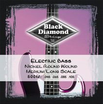 06-N500M N500M BLACK DIAMOND BASS NICKEL ROUND SET MEDIUM LONG SCALE