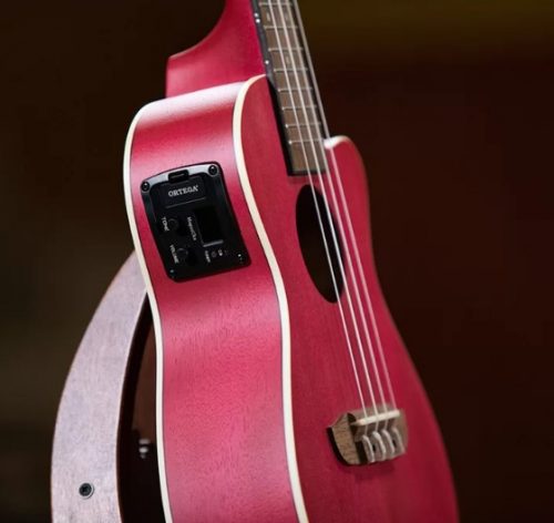 ORT-RURUBY-CE, ORTEGA EARTH SERIES CONCERT UKULELE, OKOUME TOP BACK & SIDES, RUBY/RASPBERRY SATIN FINISH, EQ/CUTAWAY - Image 7