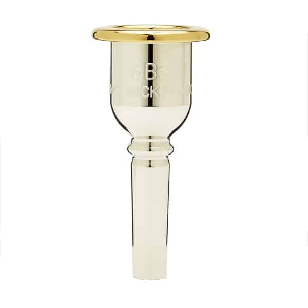 01-DW3180-6BS, DENIS WICK HERITAGE TROMBONE MOUTHPIECE, SMALL SHANK, SILVER  PLATED WITH GOLD PLATED CUP AND RIM