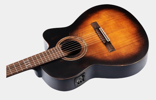 ORT-DSSUITE-C/E, ORTEGA FULL SIZE THINLINE BODY 'DISTRESSED SUITE' GUITAR, SOLID SPRUCE TOP, DTS MAHOGANY BACK & SIDES, CUTAWAY/PICKUP, WITH DELUXE GIGBAG - Image 5