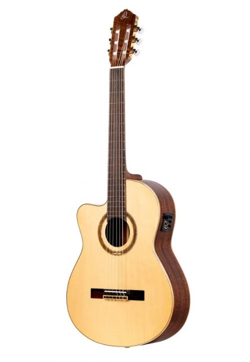 ORT-RCE138SN-L, ORTEGA NYLON STRING GUITAR, LEFT-HANDED PERFORMER SERIES, CUTAWAY/PICKUP, SOLID ALASKAN SPRUCE TOP, SAPELE BACK & SIDES, DELUXE GIGBAG - Image 3