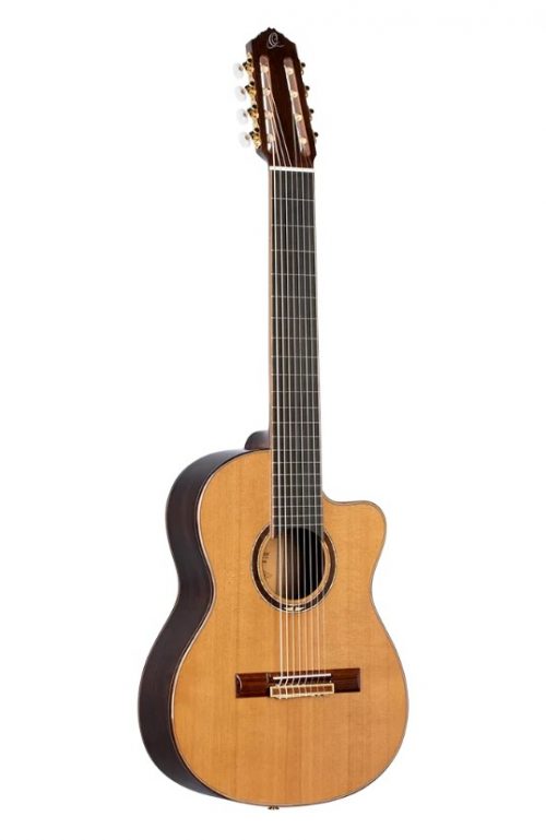 ORT-RCE159-8, ORTEGA FULL-SIZE 8-STRING GUITAR, SOLID CEDAR TOP, WALNUT BACK & SIDES, CUTAWAY, EQ PICKUP, DELUXE GIGBAG - Image 3