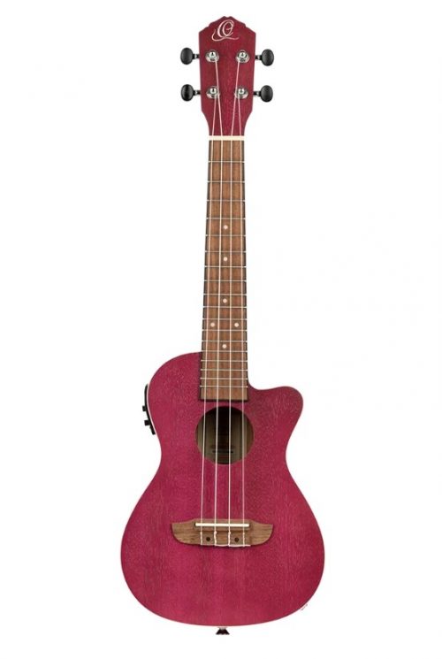 ORT-RURUBY-CE, ORTEGA EARTH SERIES CONCERT UKULELE, OKOUME TOP BACK & SIDES, RUBY/RASPBERRY SATIN FINISH, EQ/CUTAWAY