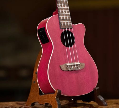 ORT-RURUBY-CE, ORTEGA EARTH SERIES CONCERT UKULELE, OKOUME TOP BACK & SIDES, RUBY/RASPBERRY SATIN FINISH, EQ/CUTAWAY - Image 6