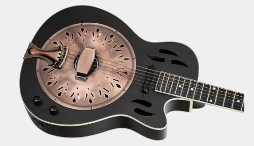 ORT-RRG40CE-DBK, ORTEGA RESONATOR GUITAR, AMERICANA SERIES, MAHOGANY DISTRESSED SATIN BLACK IN GIG BAG - Image 2
