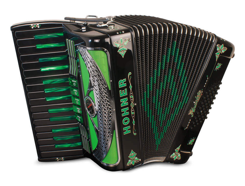 15-A9590, HOHNER ANACLETO LATINO III PIANO ACCORDION, 48 BASS/34 KEYS, LMM  REEDS, FULLY CUSTOMISABLE, WITH CASE & STRAPS – 
